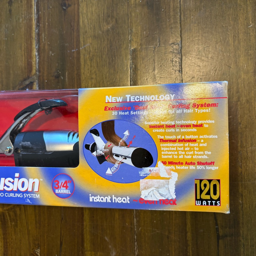 Vintage Conair Pro Thermal Infusion 120 Watt 3/4” Barrel Curling Iron New - Picture 3 of 9